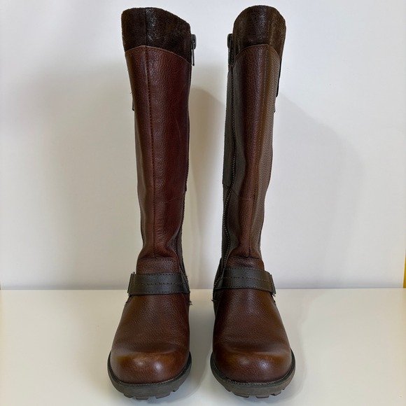 Earth Origins Women Harness Riding Equestrian Leather Boots 7.5 Brown Wide Shaft